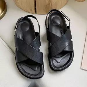 여성 블랙 여름 데일리 엑스 꼬임 스트랩 샌들 신발 AEy7+6RyZ