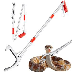 Likorlove 50인치 접이식 뱀잡이 집게, 넓은 턱과 미끄럼 방지 손잡이가 있는 스테인리스 스틸 도구 u2013 가정, 마당 및 야외 안전을 위한 인도적 파충류 취급