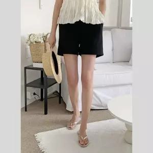 [바이어스]여름 쫀쫀 스판 슬림핏 밴딩 3부 반 바지 슬랙스 팬츠 (16331987A)