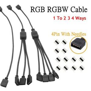 DC 12V RGB RGBW 스플리터 전원 와이어, 1-2, 3, 4 웨이 Y 모양 LED 연결 케이블, 4 핀 5 핀 화이트 블랙