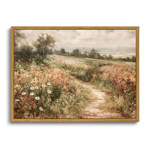 OIQArtOIQ 액자 캔버스 월 아트, 빈티지 장식, 풍경 자연 시골 야생화 그림 농가 현대 미술 작품 소박한 가을 꽃 프린트 코티지코어 오피스 거실 침실 욕실