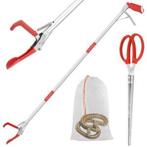 Lconvicely 50인치 다기능 뱀잡이 도구 세트 넓은 턱과 미끄럼 방지 손잡이가 있는 스테인리스 스틸 뱀 집게가 접이식