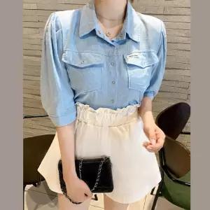 [바이어스]카라넥 루즈핏 숄더 7부 반팔 셔츠 블라우스 코디 룩 (10556485A)