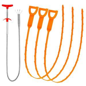 배수 막힘 제거기, 25인치 뱀 털 제거기(3개), 욕실 세면대, 욕조, 하수구용 헤어 캐처 오거 클리너 도구 세트