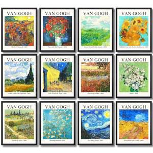97 데코 빈센트 반 고흐 월 아트 - 포스터, 해바라기 별이 빛나는 밤 프린트, 침실 장식을 위한 유명한 화가 그림 인상주의 미술관 갤러리 전시회 (8x10 언프레임)