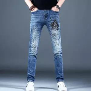 남성 트렌디 아이템 바지 배기핏 핫피스 십자가 청 가을 겨울 캐주얼 스판 종아리 HT4