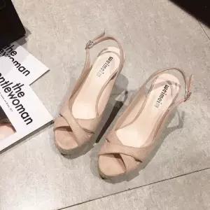 여성 여름 웨지힐 스웨이드 웨지 방수 해변 여행 플랫폼 키높이 통굽