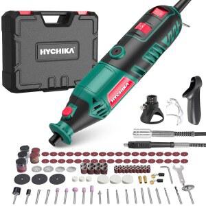 HYCHIKA 180W 회전 공구, 플렉스 샤프트가 있는 가변 속도 공구 키트, 173개 액세서리 키트 및 8000-35000RPM 멀티 절단, 디테일 샌딩, 조각, 나무 조각 연마에 완벽합니다