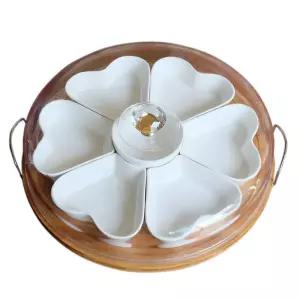 구절판 나눔접시 반찬나눔 트레이 하트모양 플레이팅 홈파티 덮개 안주