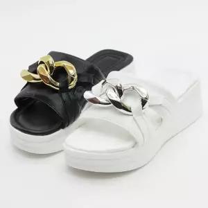 여성 체인 통굽 슬리퍼 사무실 데일리 슈즈