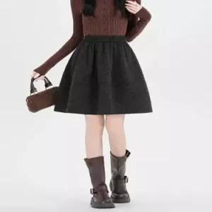 M2 여성 치마 모직 단정한 허리 잘록해 보이는 포플린 양산 A라인 밴딩 정장 JEN1