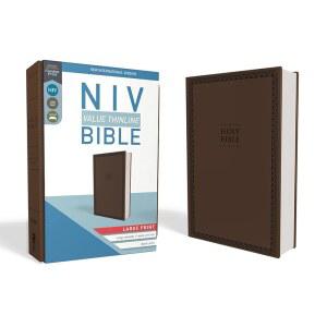 NIV, 가치 얇은 선 성경, 큰 글씨, 가죽소프트, 갈색, 컴포트 프린트