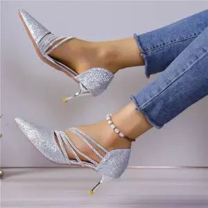 여자신발 스팽글 패션 화 단 옆구리 하이힐 봄가을 힐 빅사이즈 스틸레토 힐펌프스 원템3