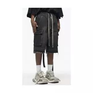 남자청반바지 지퍼 슬림핏 반바지 워싱 데님 5부 바지 원템1