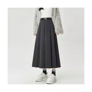 여친 치마 모직 롱 미디 트렌디 아이템 플리츠 추동 A라인 HT4
