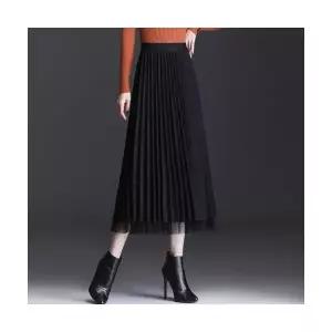 치마 망사 모직 미디 추동 패션 양면 여성치마 HT4