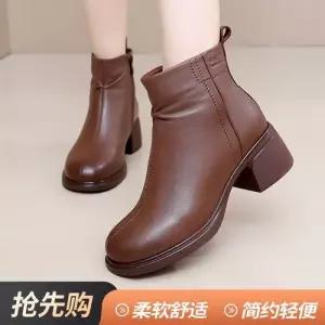 여성용 빈티지 동계 년 유행 신발 플랫폼 라운드 러블리 앵클부츠 워커 플랫워커 양가죽 통굽 미들굽 기모