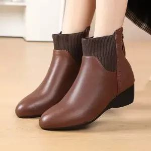 여친 면 빈티지 추동 부츠 워커 러블리 웨지힐 신발 스판 앵클부츠 통굽 가죽 플랫워커 다올4