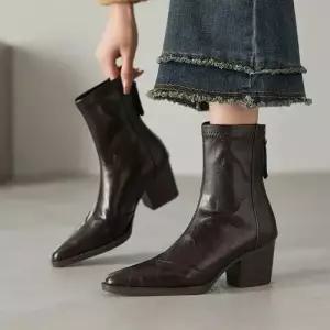 여사친 검정 빈티지 워커 앵클부츠 스틸레토 러블리 플랫워커 통굽 신발 부츠 슬림 프렌치 다올4