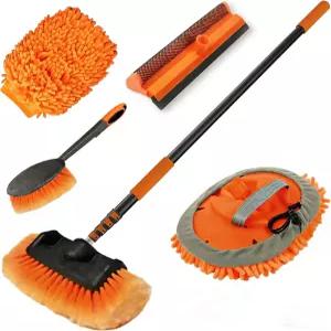 롱 핸들이 있는 LAANPOLE 12피트 세차 브러시 부드러운 브리스틀 브러시가 키트 극세사 청소 걸레 창문