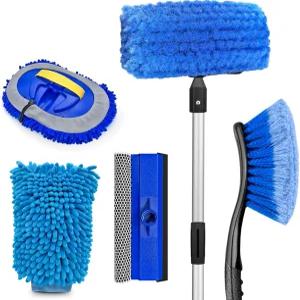 ARTIPOLY 65인치 5면 세차 브러시 부드러운 타이어 윈도우 스퀴지 미트 극세사 청소 헤드 및 익스텐션 폴이