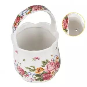 손잡이 도자기 수저통-대 약6.8x15.5cm 꽃