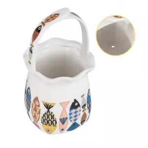 손잡이 도자기 수저통-중 약6.3x14.5cm 물고기