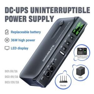 36W DC1036L UPS 무정전 전원 공급 장치 5V-24V 출력 18650 교체 가능한 배터리 라우터 NAS 모뎀 및 네트
