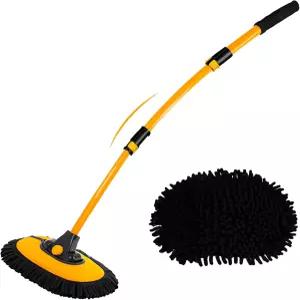 윌링하트 15° 커브 세차 브러시와 긴 손잡이 43인치 연장 폴 RV 트럭 극세사 청소 걸레 자동차 SUV 휠