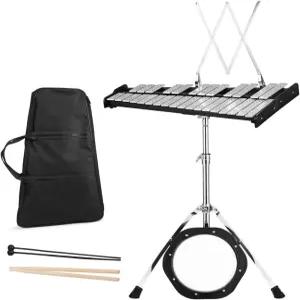 메디몰 30노트 글로켄스필 벨 키트 높이 조절 스탠드 포함 실로폰 타악기 세트 음악 망치 드럼 스틱 8인치
