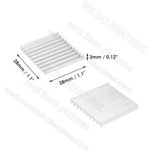 우리는 열 패드가 있거나없는 방열판 28x28x3 mm를 수행합니다. GPU VGA 칩셋용 순수 알루미늄 SSD 그래픽