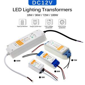 LED 조명 변압기 DC12V 18W 36W 72W 100W 스트립 전원 공급 장치에 대 한 드라이버 어댑터