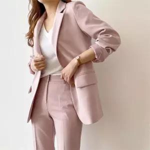 [바이어스]여자 정장 싱글 자켓 일자핏 슬랙스 팬츠 슈트 셋업 (9972660A)