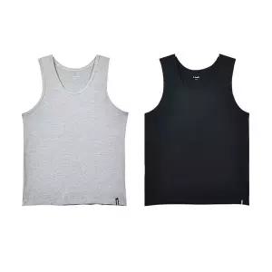 TRY 트라이 남자 레이온 민소매 런닝세트 2매 블랙 그레이 남자