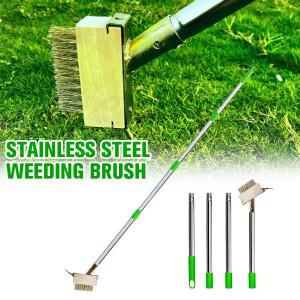 석판 간격 청소를위한 잡초 제거 용 스테인레스 스틸 분리형 브러시 데크 파티오 Walkwa 정원 도구