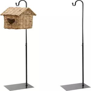 바람 차임 스탠드 걸이식 식물 새 모이통 폴 다리미(단순한 스타일 검은색)용 야외용 헤비 듀티 정원