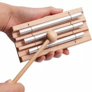 망치를 사용한 3음 핸드 차임 - 마음챙김 요가 교실 관리 및 집중 훈련을 위한 휴대용 타악기