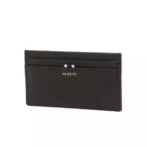 [헤지스]블랙 로고프린트 소가죽 카드지갑 /HJHO6E502BK_s