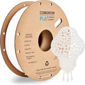 컴그로우 PLA 3D 프린터 필라멘트 1.75mm 치수 정확도 +/- 0.02mm 1KG 스풀 화이트