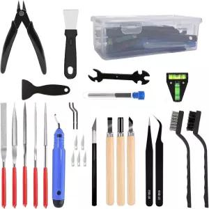 3D 프린터 도구 키트 32Pcs 프린팅 디버링 공예용 칼 핸드 파일 조각용 스피릿 레벨 절단 및 청소 세트