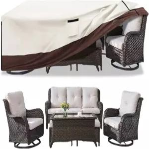 아카보 파티오 가구 커버 5피스 세트 방수 600D 옥스포드 패브릭 야외 위커 메탈 소파 흔들기 글라이더