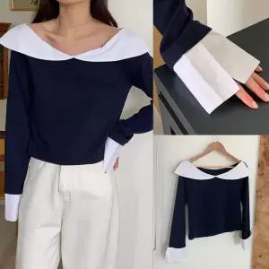 [하프클럽/아이우먼]위쉬몰 DD 슈라보트넥배색블라우스(U060H603) 빅사이즈