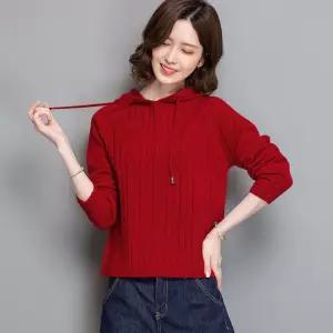 여친 니트 맨투맨 루즈핏 봄가을 후드 숏 풀오버 솔리드 톱 원픽1