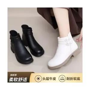 여성패션 플랫워커 가을 겨울 리얼 가죽 워커 면화 앵클부츠 캐쥬얼 빈티지 소프트 단화 DL4