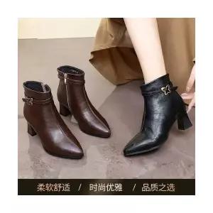 여성패션 플랫워커 스틸레토앵클 통굽 가을 겨울 기모 리얼 가죽 부츠 워커 DL4