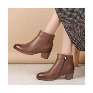 여성패션 플랫워커 리얼 라운드 통굽 앵클부츠 가을 겨울 미들굽 빈티지 워커 기모 DL4