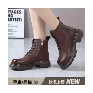 여성패션 플랫워커 리얼 빈티지 워커 가을 겨울 통굽 앵클부츠 화 DL4