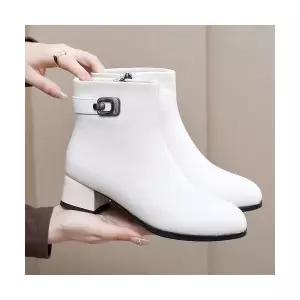 여성패션 플랫워커 리얼 앵클부츠 가을 겨울 통굽 빈티지 단화 워커 기모 면화 DL4