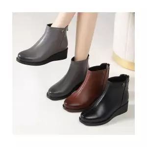여성패션 플랫워커 소가죽 부츠 가을 겨울 라운드 웨지힐 통굽 워커 빈티지 앵클 DL4
