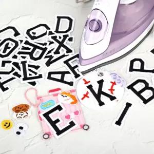 열접착 자수패치 알파벳 와펜 블랙      RAM